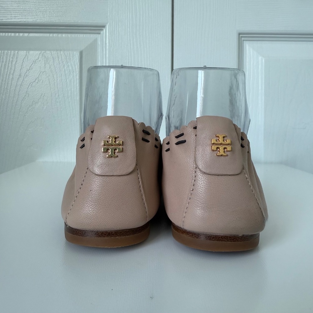 TORY BURCH | Pink & Black Leather Cap-Toe Ballet Flats Sz 7.5M - Picture 3 of 4